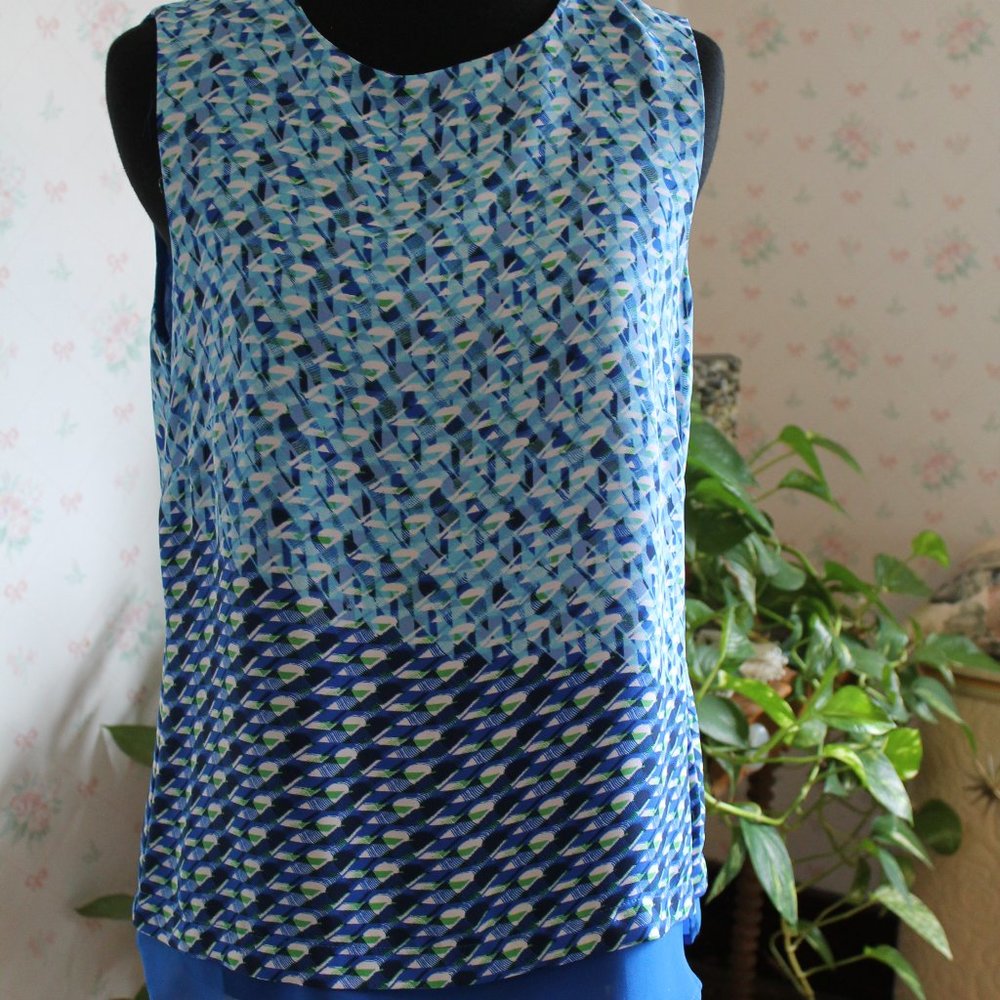 2/$10 Rose & Olive Sleeveless 2-Layer Tunic Blue Small